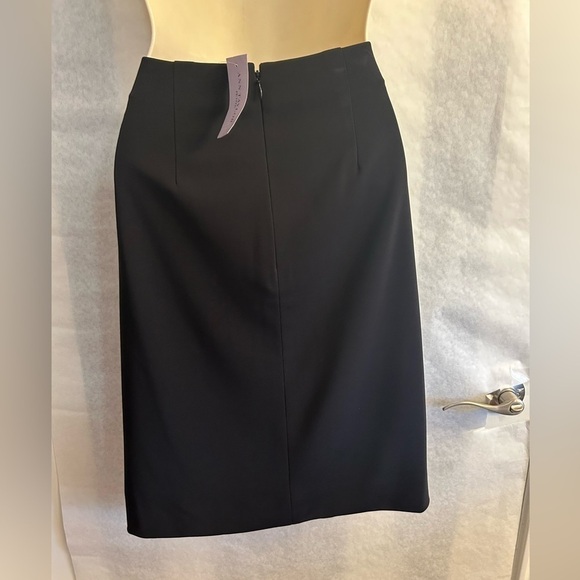 Ann Taylor black lined pencil draped below the knee midi skirt NWT Sz-6P L3 - Picture 2 of 8